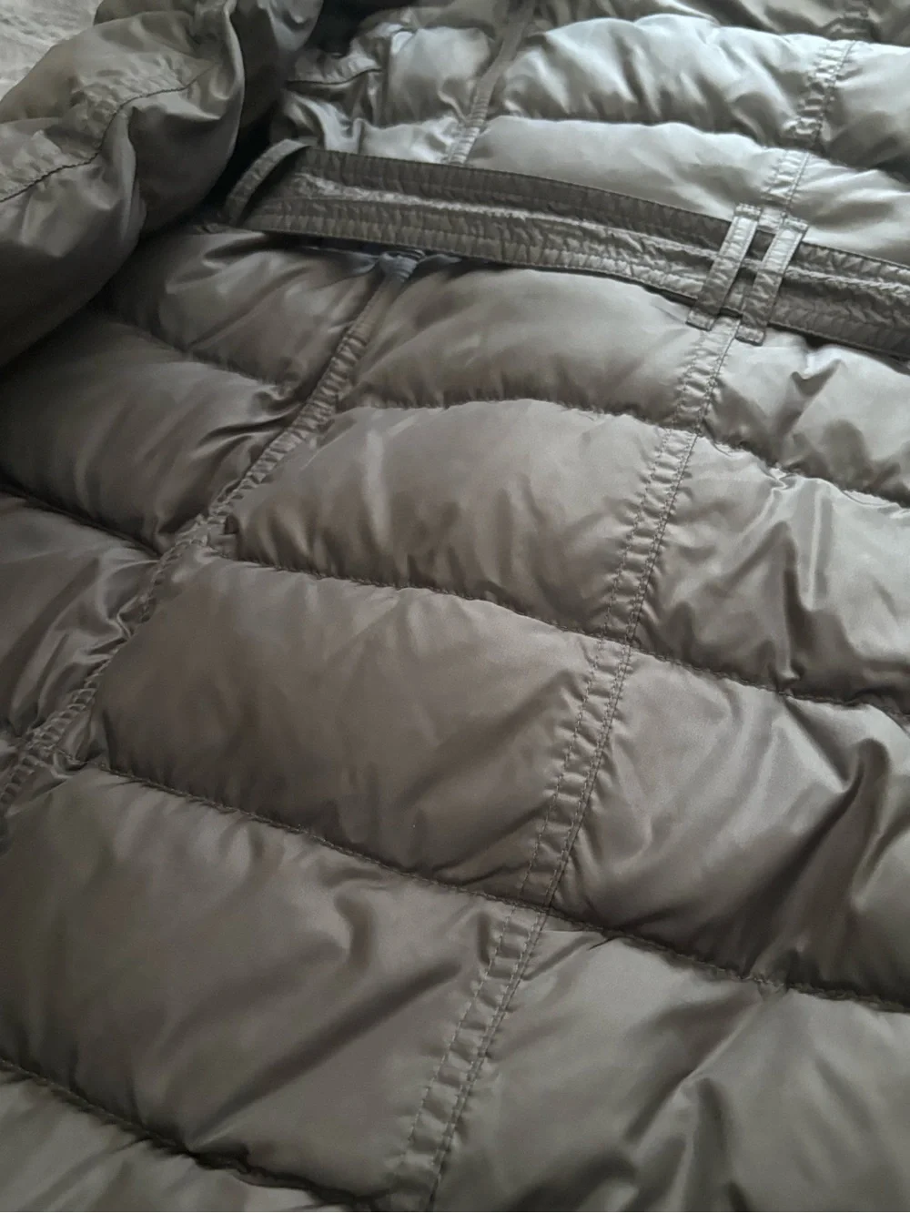 Burberry Brit Belted Down Puffer Trench Coat Nova Check Lined Gray XL 44 - Picture 8 of 11